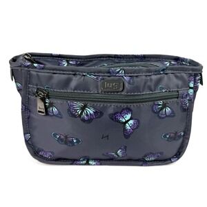 LUG Parasail Cosmetic Bag Blue Butterfly Nylon Travel Makeup Case Brand New